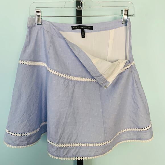 WHBM Blue Cotton A-Line Skirt with Eyelet Size 2 - Picture 6 of 7